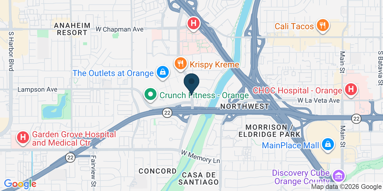 Map showing Orange County, CA