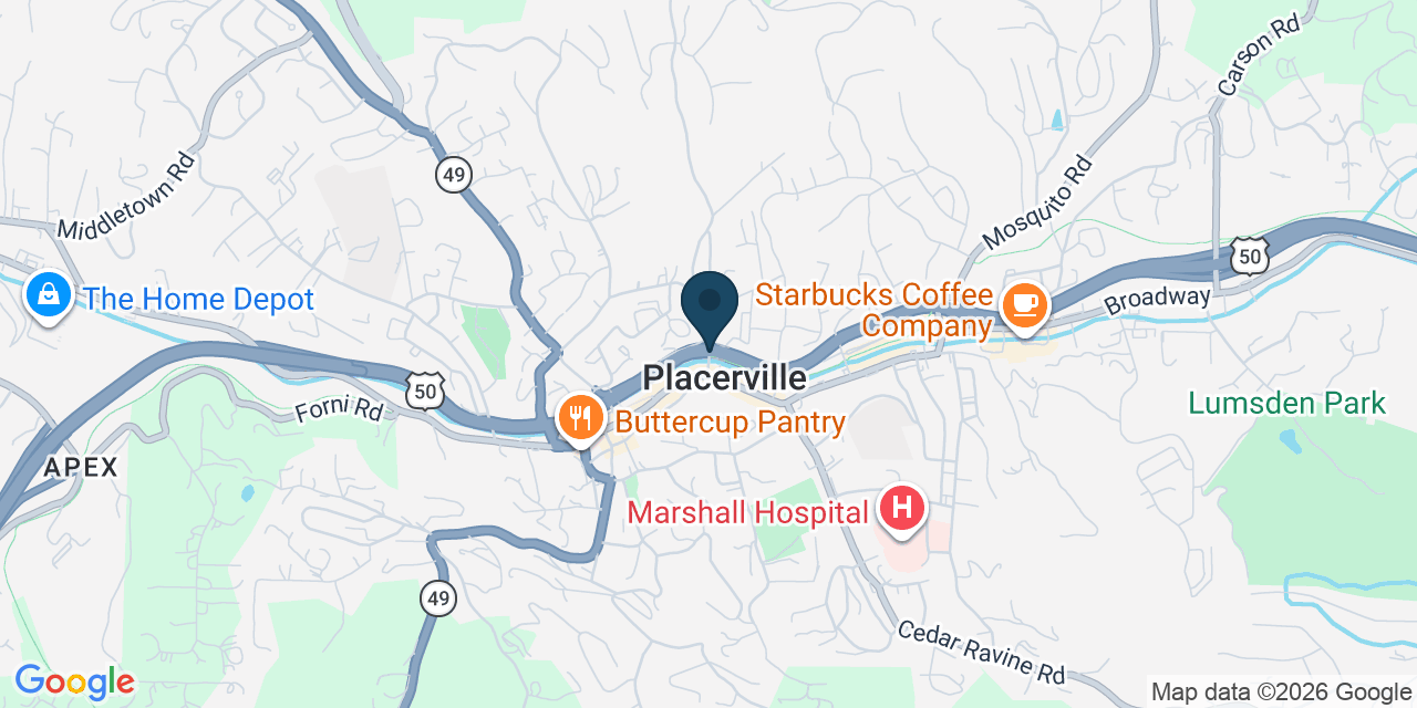 Map showing Placerville, El Dorado County, CA