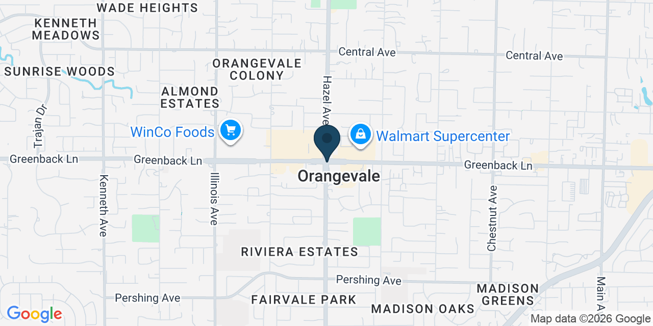 Map showing Orangevale, Sacramento County, CA