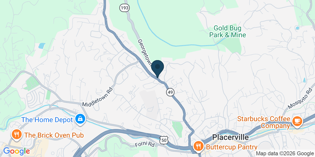 Map showing El Dorado County, CA