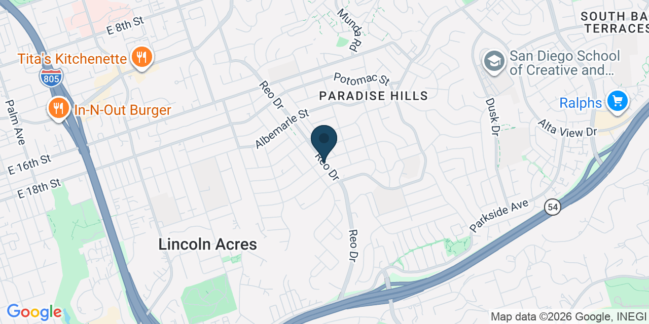 Map showing San Diego County, CA