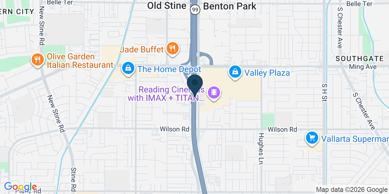 Map showing Bakersfield, Kern County, CA