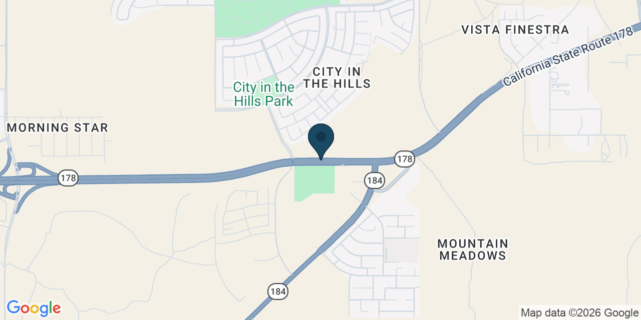 Map showing Bakersfield, Kern County, CA