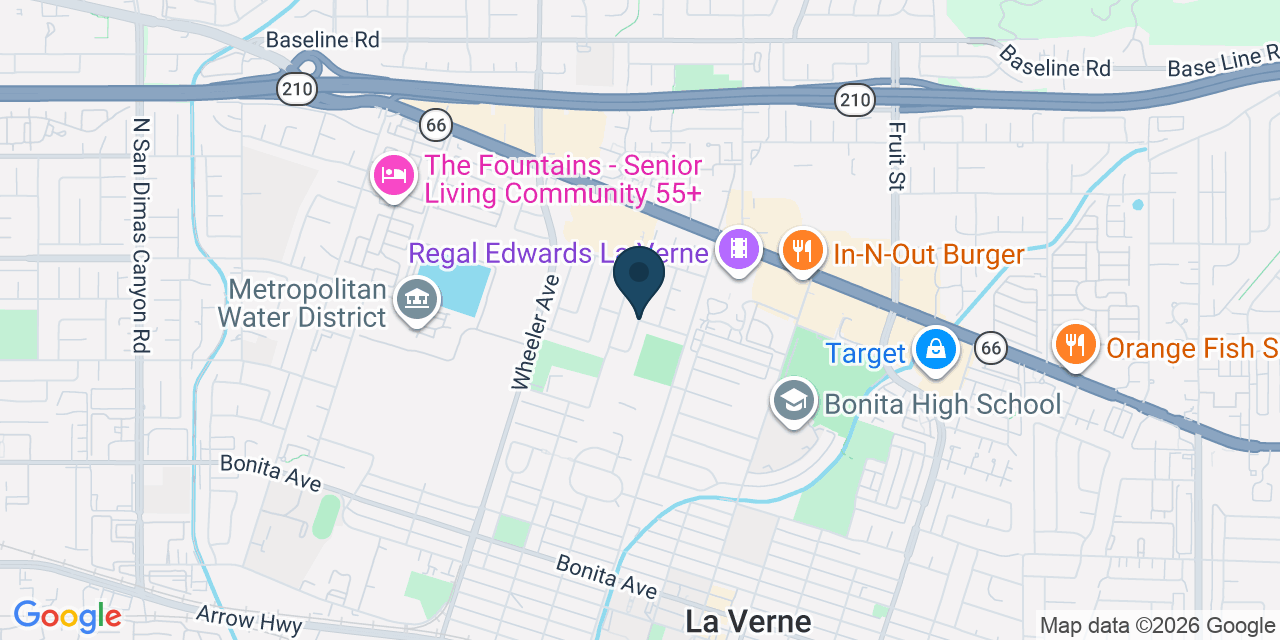 Map showing La Verne, Los Angeles County, CA