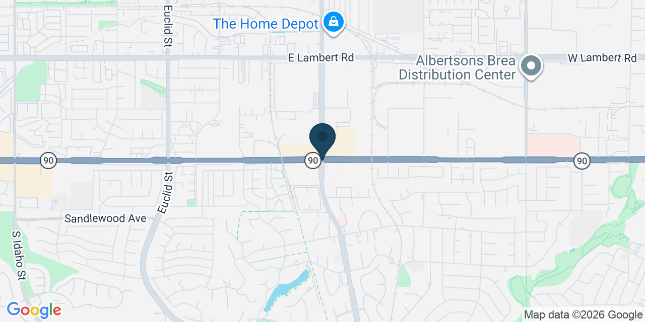 Map showing La Habra, Orange County, CA