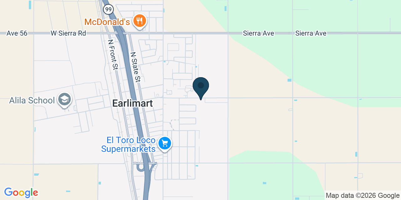 Map showing Earlimart, Tulare County, CA