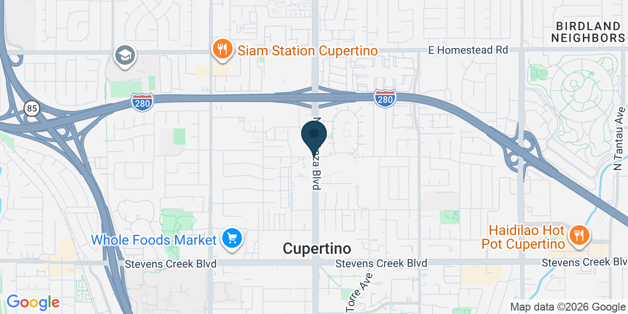 Map showing Cupertino, Santa Clara County, CA