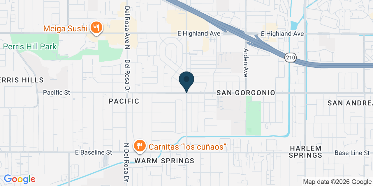 Map showing Highland, San Bernardino County, CA