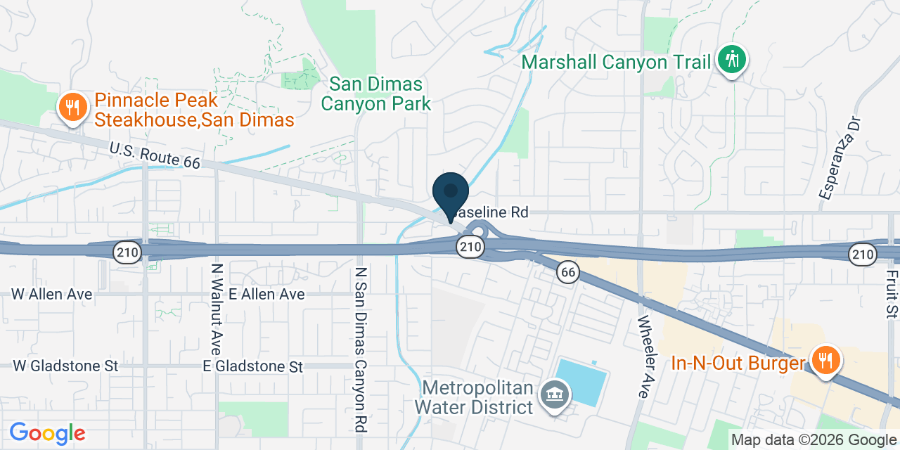Map showing La Verne, Los Angeles County, CA
