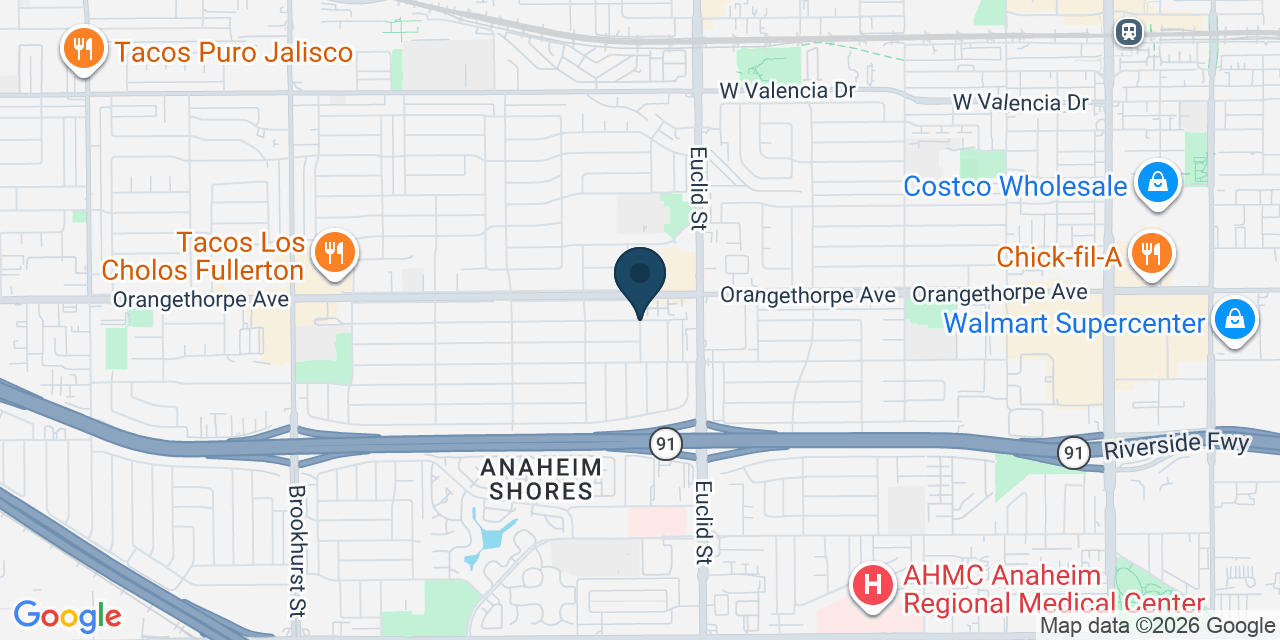 Map showing Fullerton, Orange County, CA