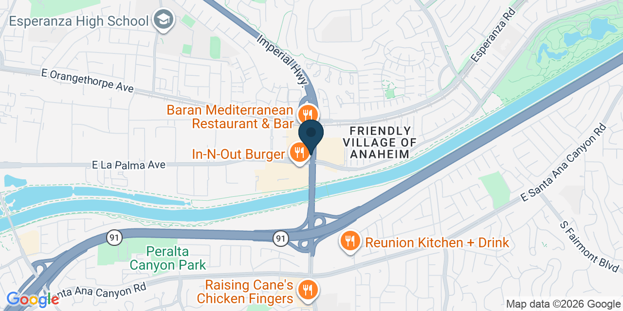 Map showing Orange County, CA