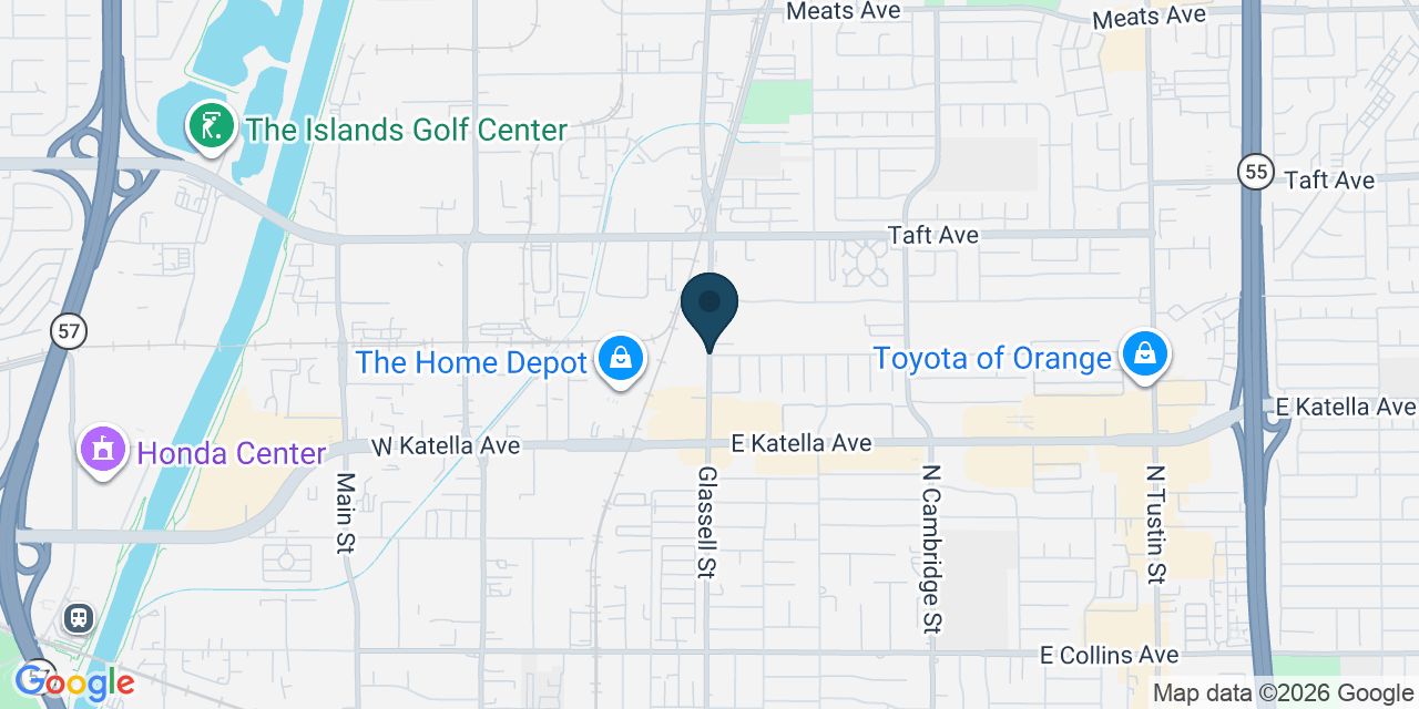 Map showing Orange County, CA