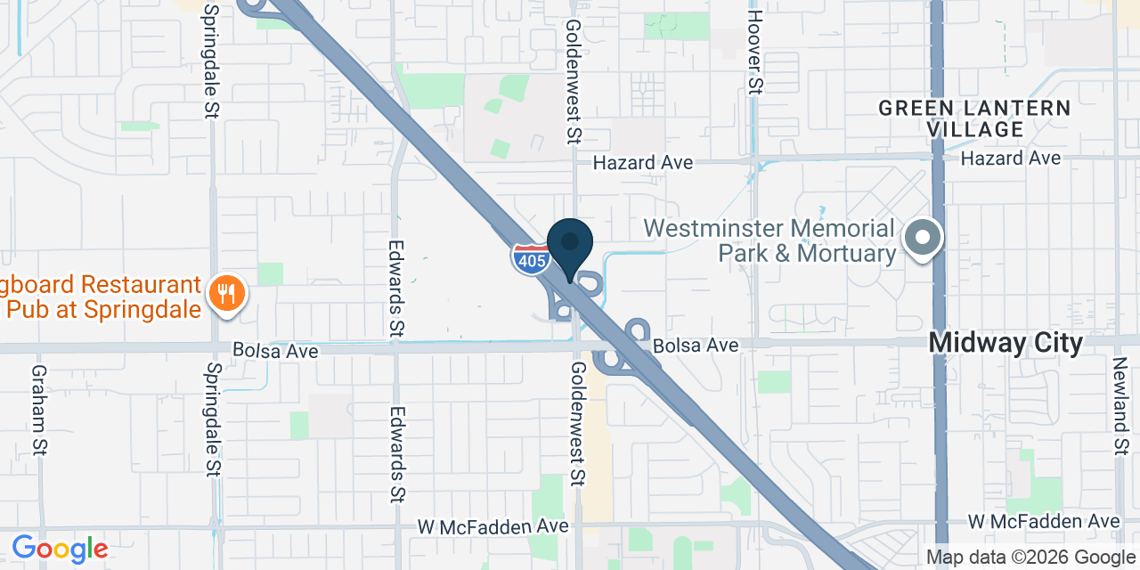 Map showing Westminster, Orange County, CA