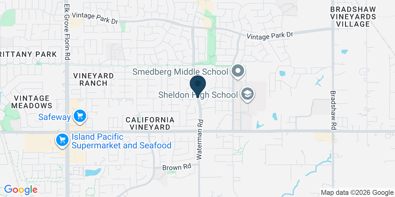 Map showing Vineyard, Sacramento County, CA