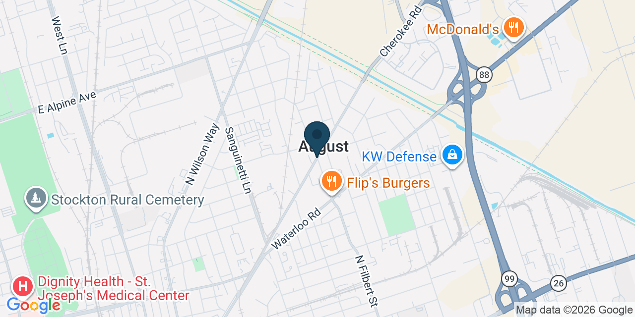 Map showing August, San Joaquin County, CA
