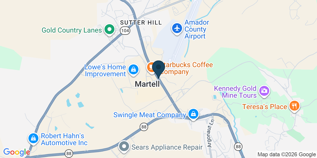 Map showing Martell, Amador County, CA