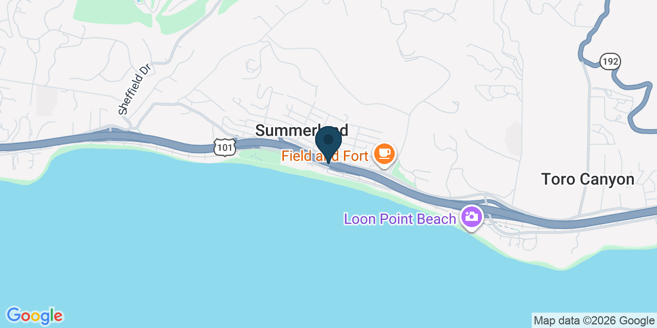 Map showing Summerland, Santa Barbara County, CA