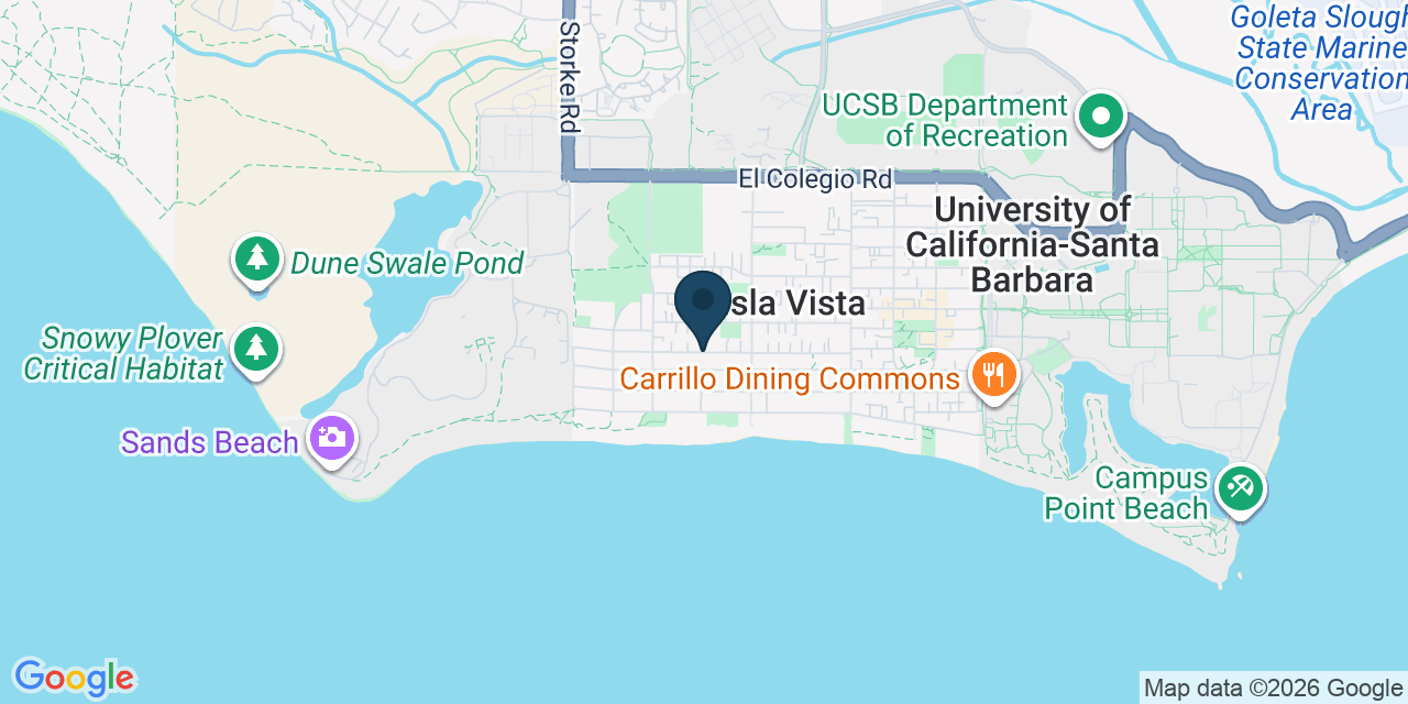 Map showing Isla Vista, Santa Barbara County, CA