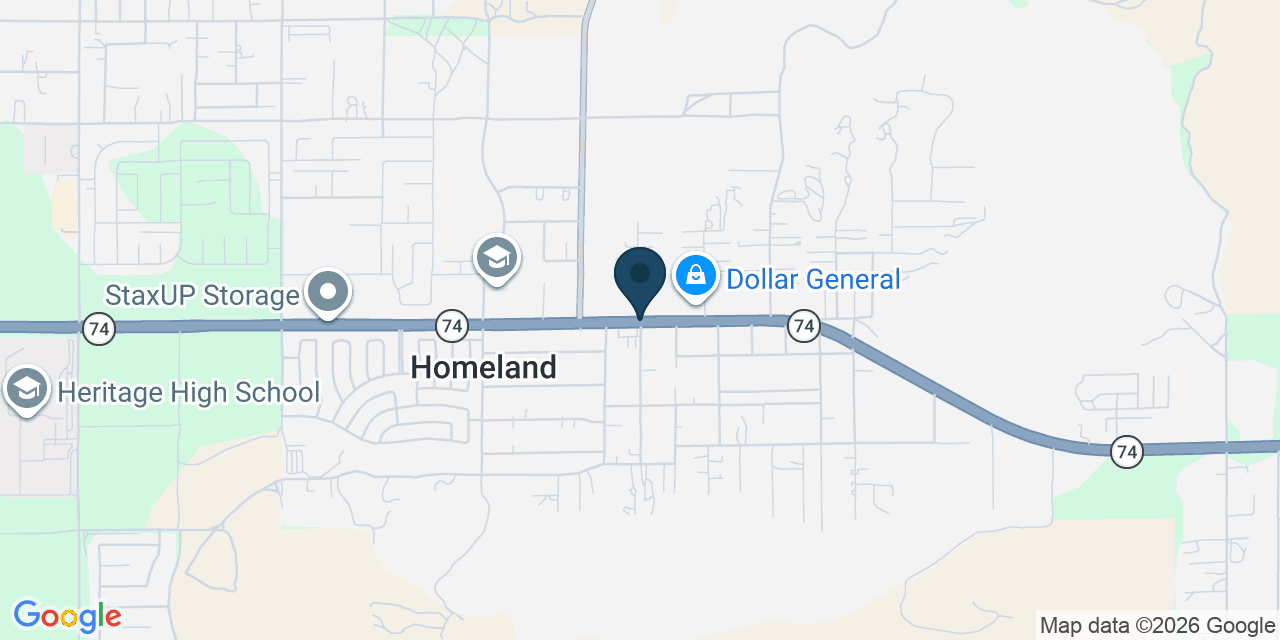 Map showing Homeland, Riverside County, CA
