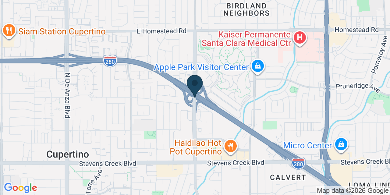 Map showing Cupertino, Santa Clara County, CA