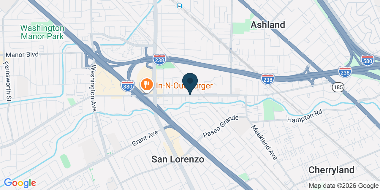 Map showing Ashland, Alameda County, CA