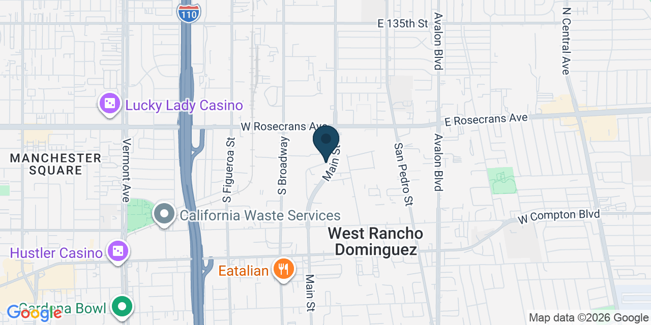 Map showing West Rancho Dominguez, Los Angeles County, CA