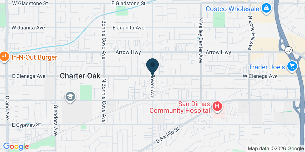 Map showing Charter Oak, Los Angeles County, CA