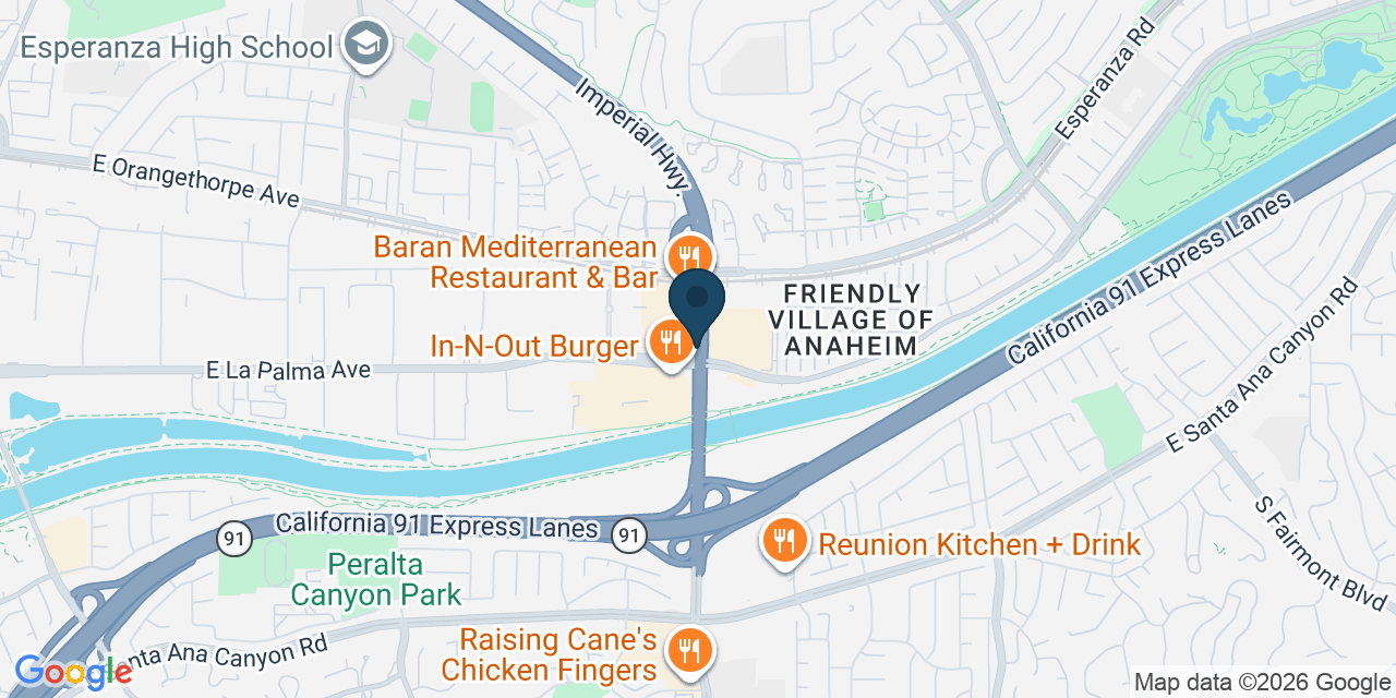 Map showing Orange County, CA