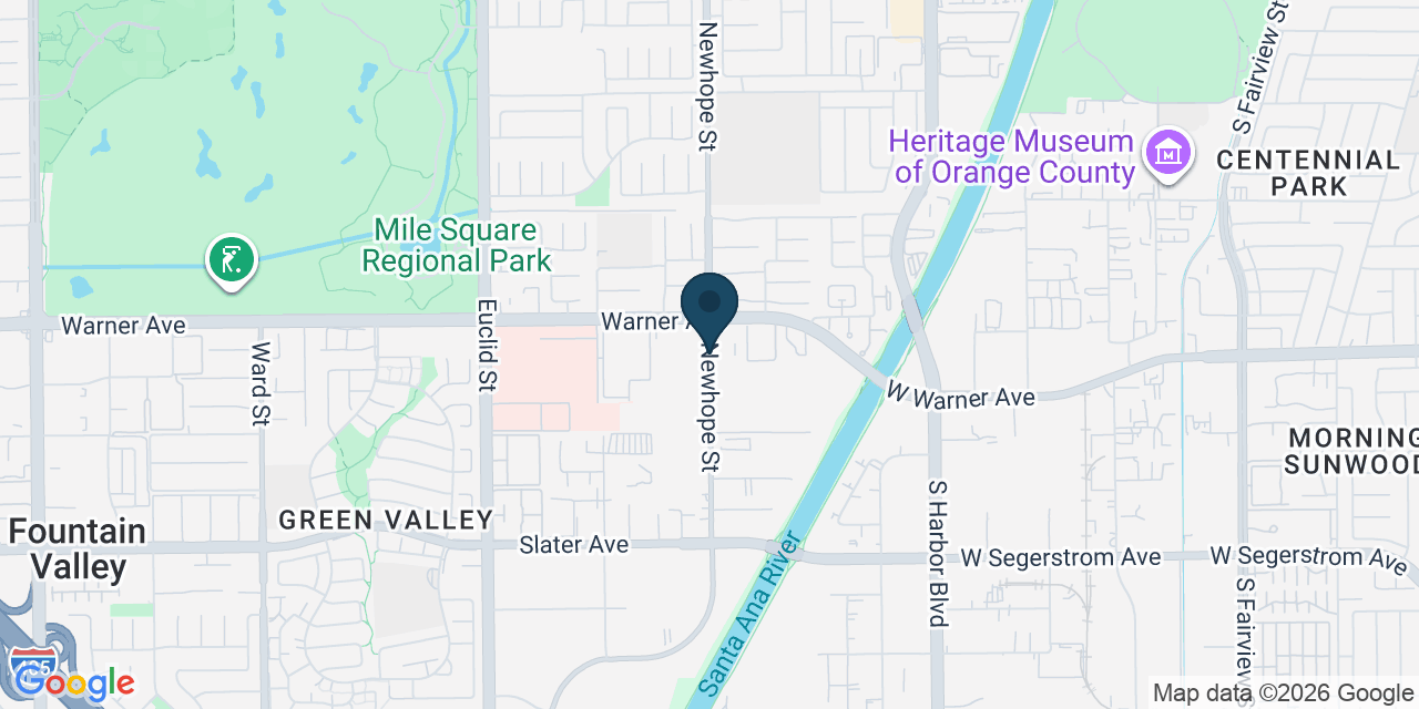 Map showing Fountain Valley, Orange County, CA