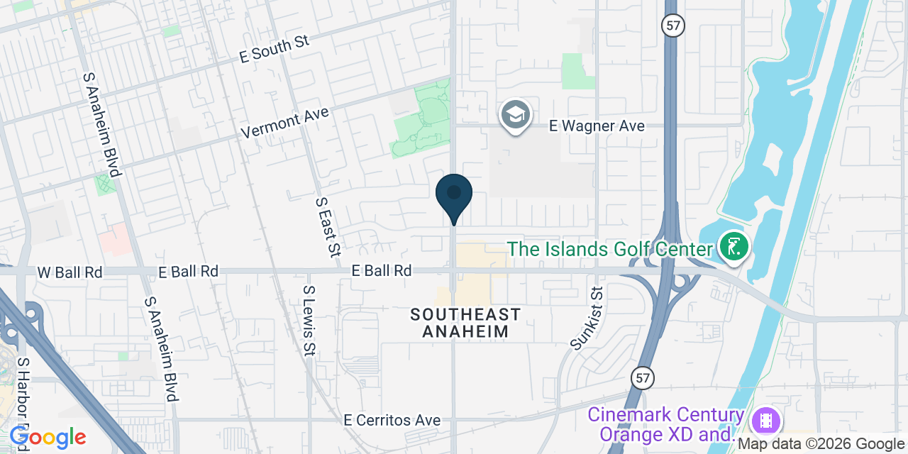 Map showing Anaheim, Orange County, CA