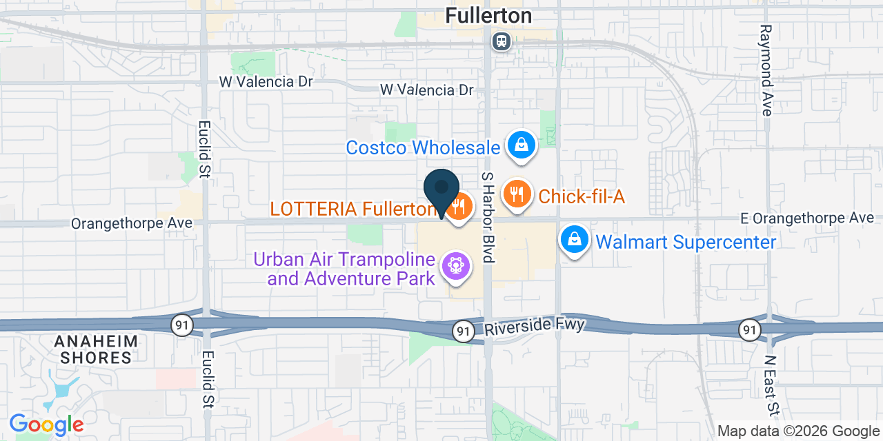Map showing Orange County, CA