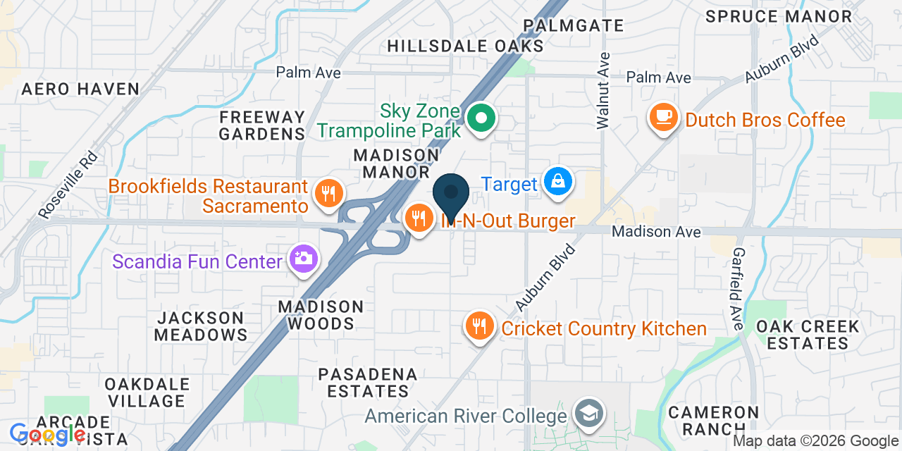 Map showing North Highlands, Sacramento County, CA