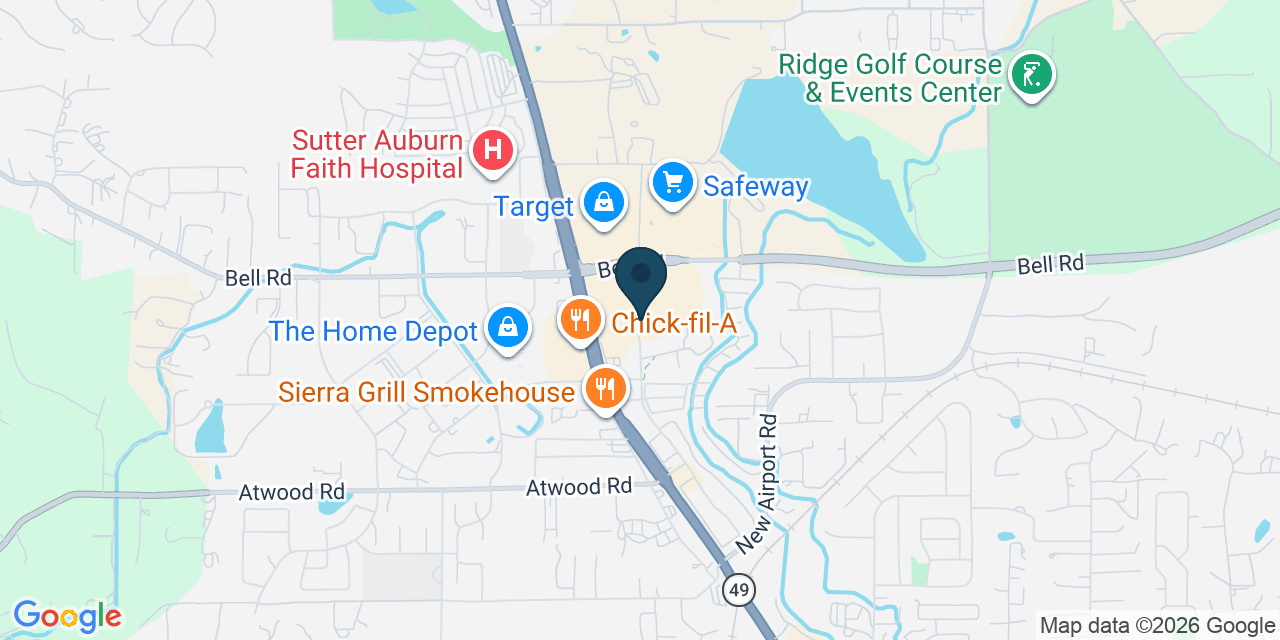 Map showing Auburn, Placer County, CA