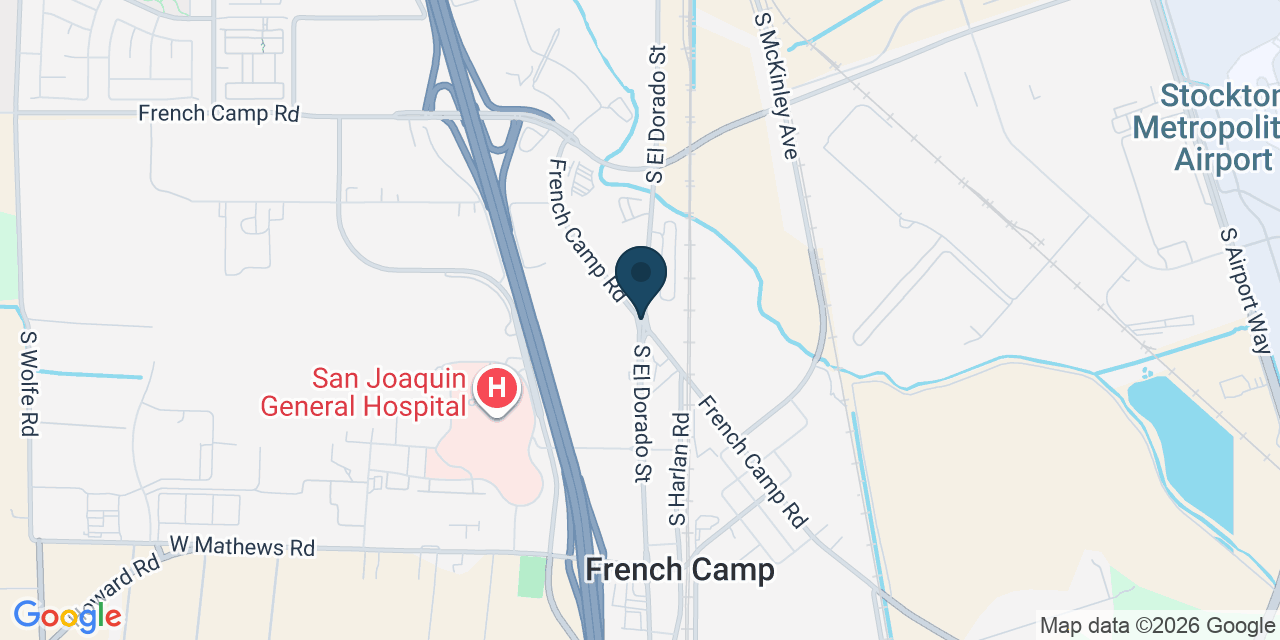 Map showing French Camp, San Joaquin County, CA