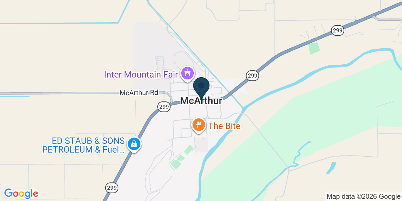 Map showing McArthur, Shasta County, CA