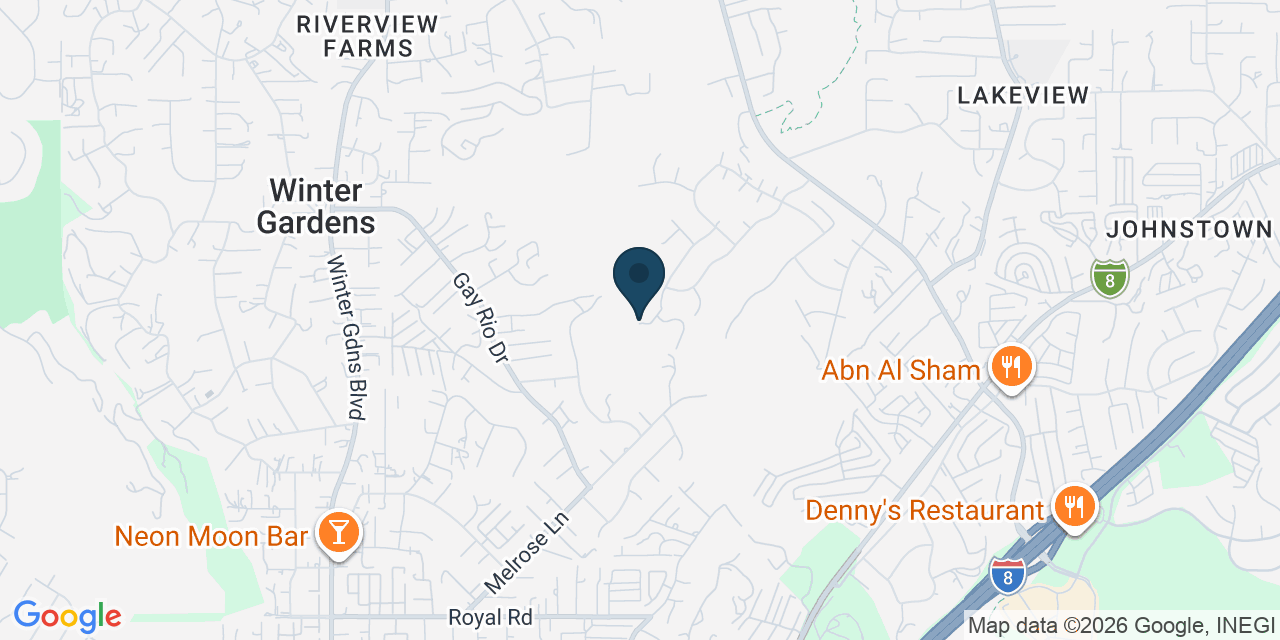 Map showing Lakeside, San Diego County, CA