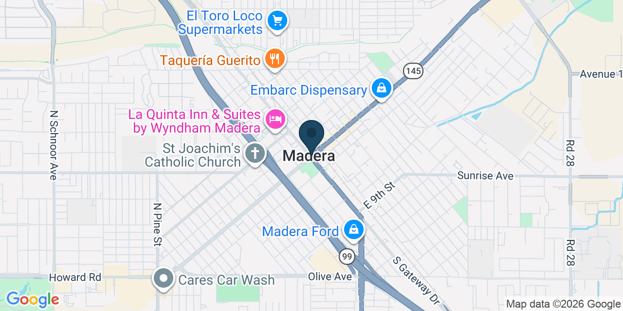 Map showing Madera, Madera County, CA