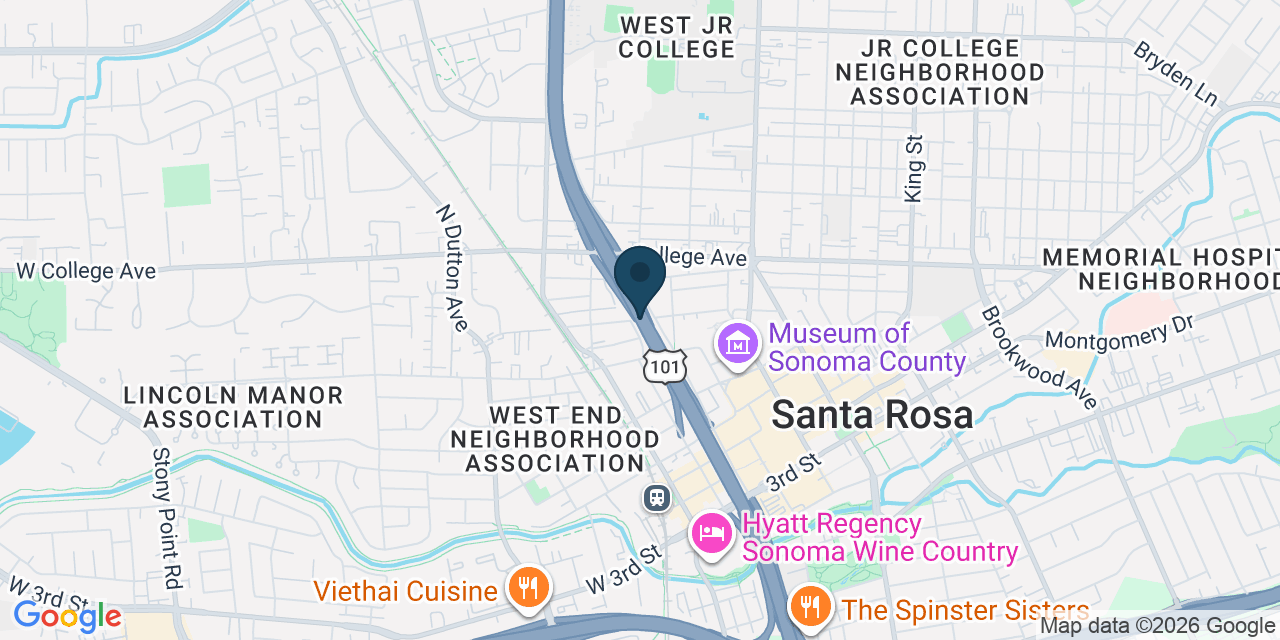 Map showing Santa Rosa, Sonoma County, CA