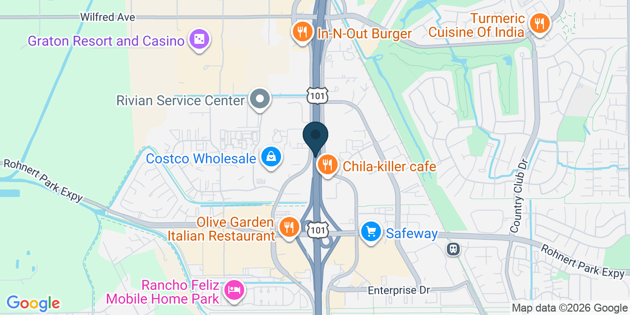 Map showing Rohnert Park, Sonoma County, CA