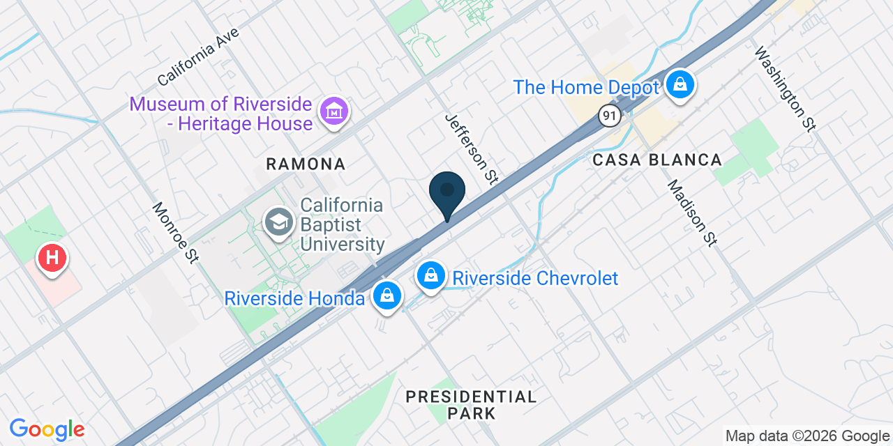 Map showing Riverside, Riverside County, CA