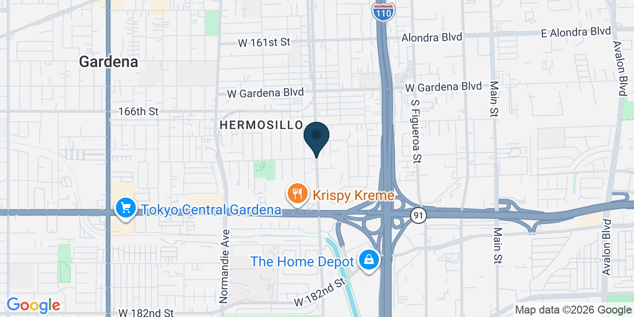 Map showing Gardena, Los Angeles County, CA