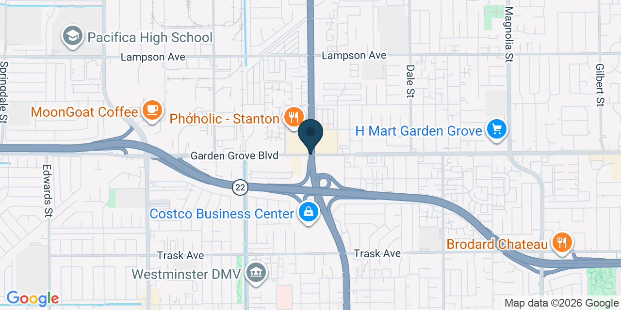 Map showing Garden Grove, Orange County, CA