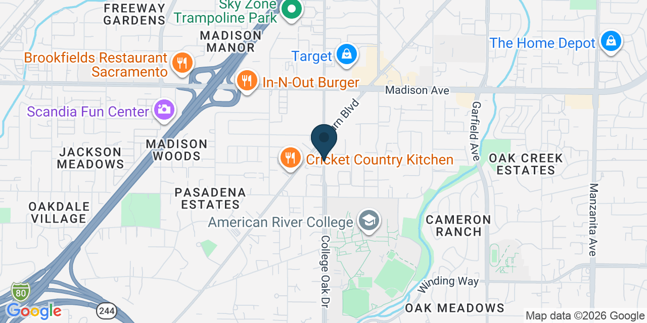 Map showing North Highlands, Sacramento County, CA