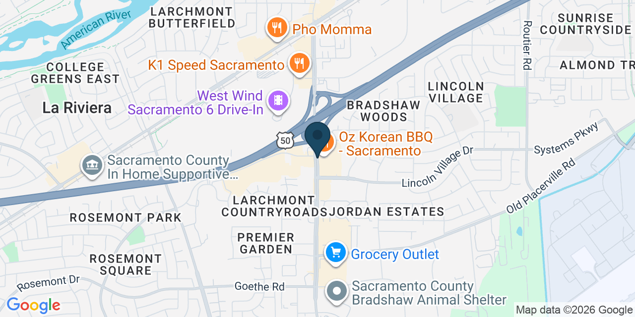 Map showing Rancho Cordova, Sacramento County, CA