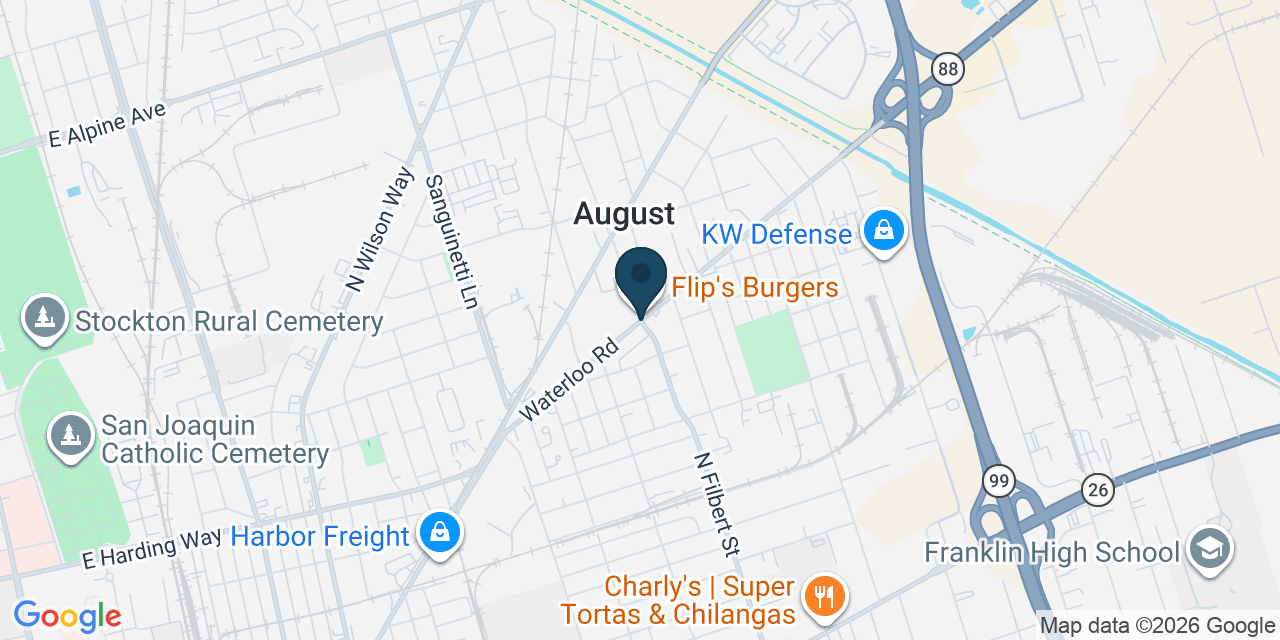 Map showing August, San Joaquin County, CA