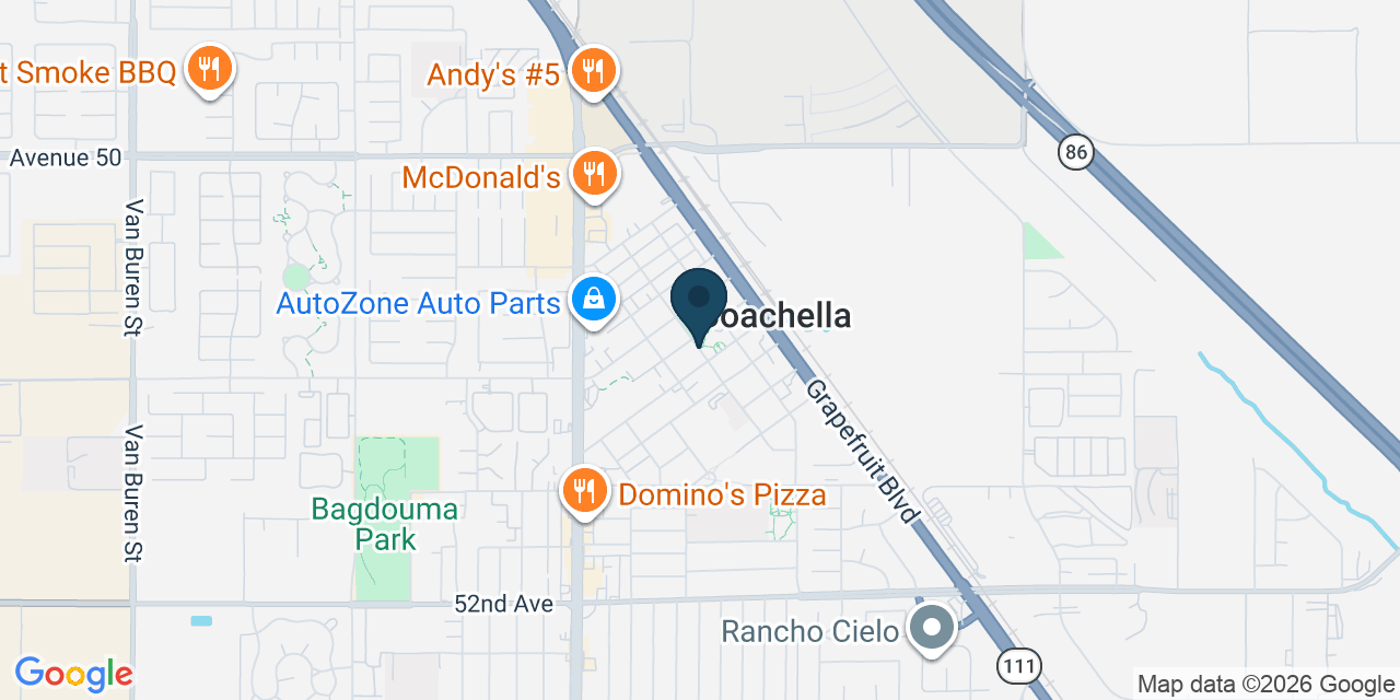 Map showing Coachella, Riverside County, CA