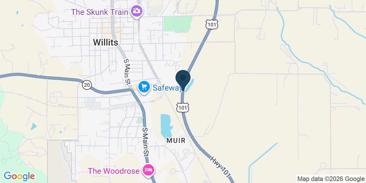Map showing Willits, Mendocino County, CA