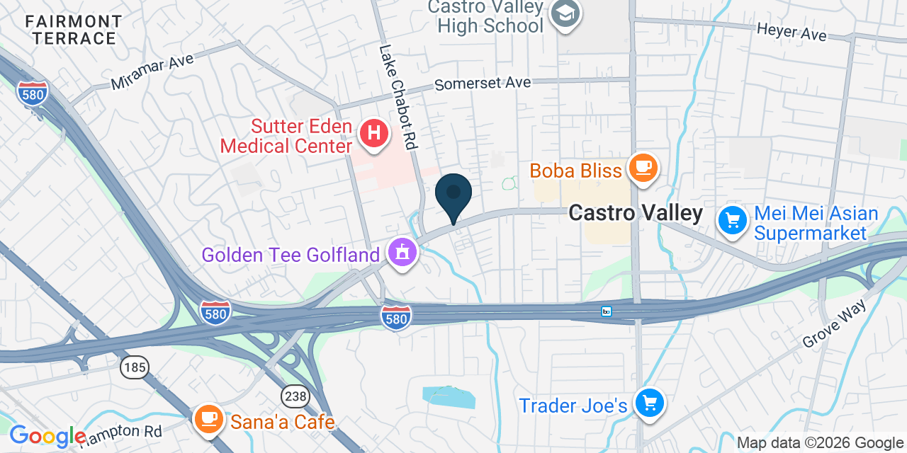 Map showing Castro Valley, Alameda County, CA