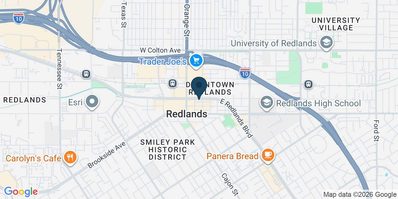 Map showing Redlands, San Bernardino County, CA
