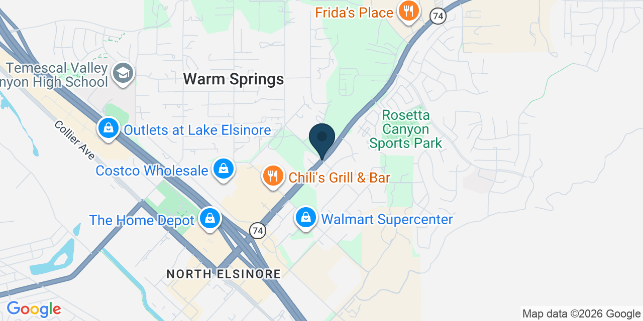 Map showing Warm Springs, Riverside County, CA